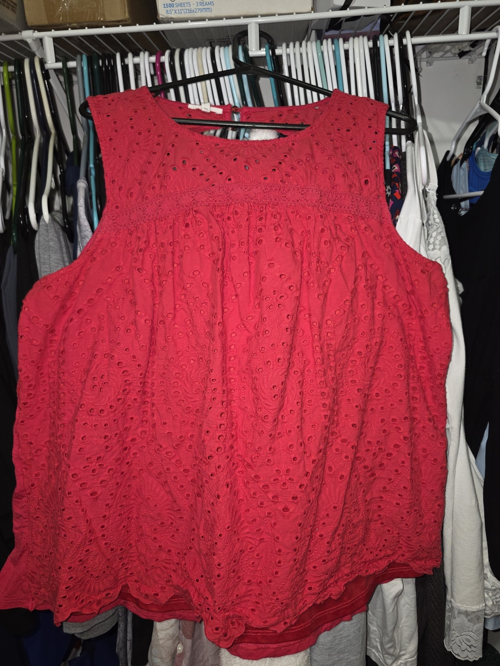 Maurices Red Eyelet Sleeveless Tank Top